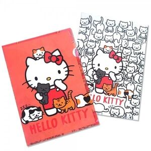Sanrio 2pc Hello Kitty Paper File Plastic File Sleeve, L-Type, Kawaii Cat Cats